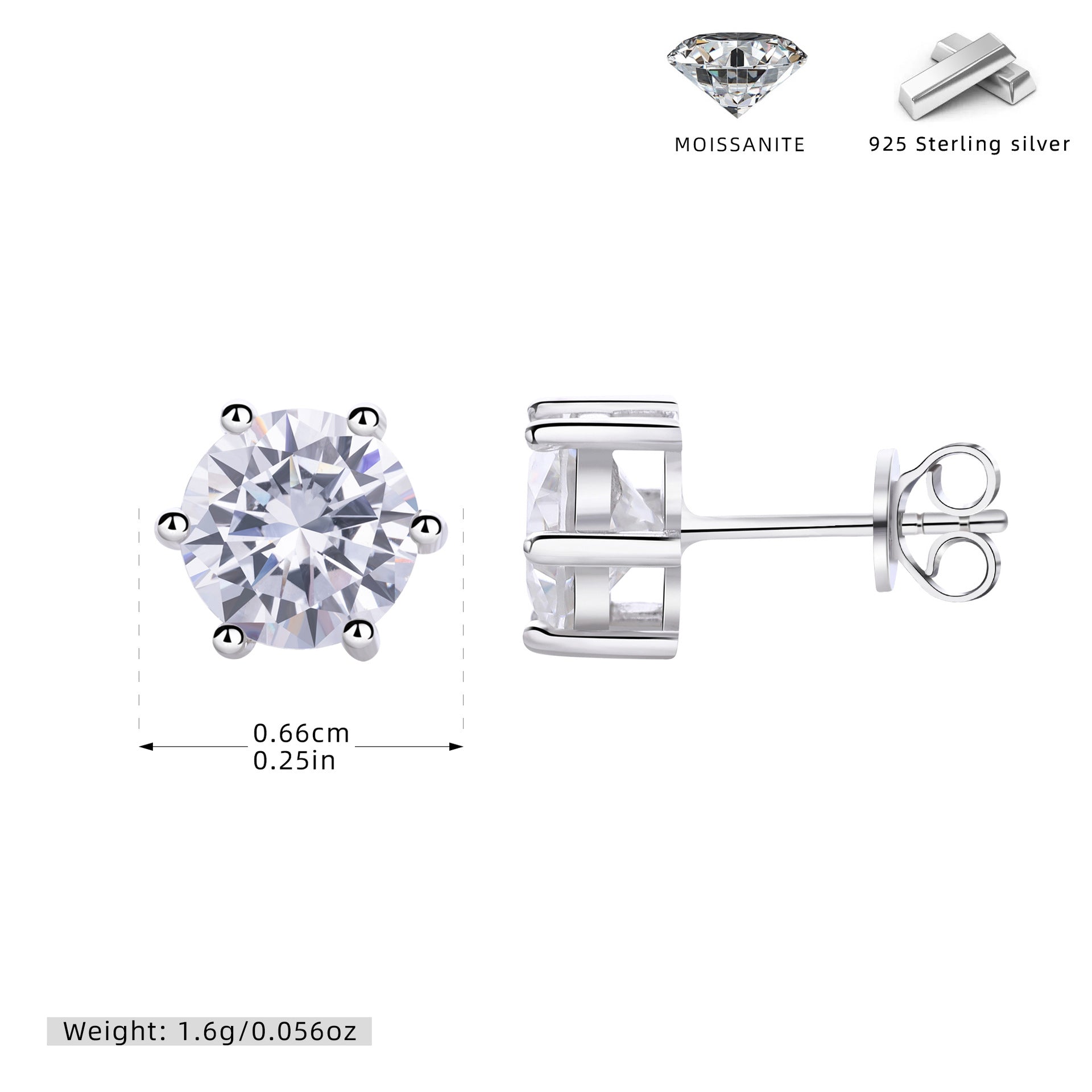 Damen Moissanit Ohrstecker aus 925 Sterling Silber Shop Nory