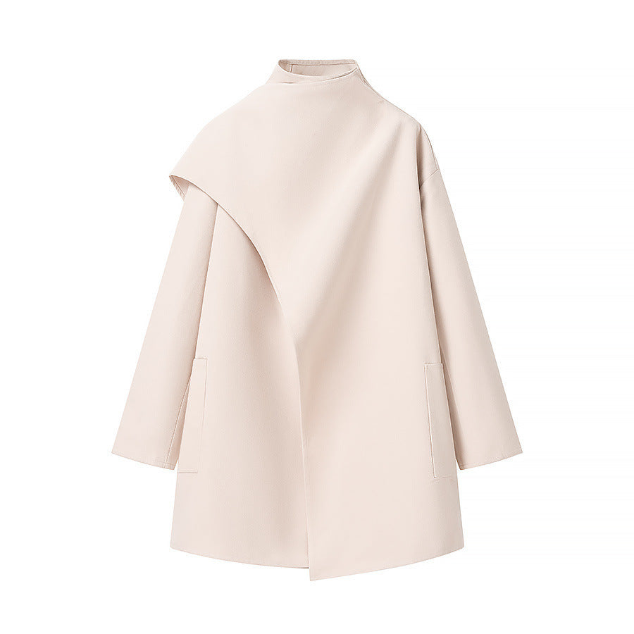 Damen Oversize-Mantel mit Stehkragen, asymmetrischem Überwurf und aufgesetzter Tasche Shop Nory
