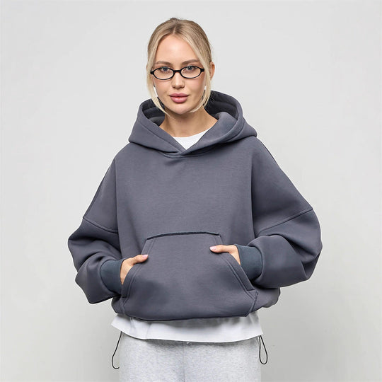 Damen lässiger Oversize-Hoodie mit Kängurutasche und weichem Innenfutter