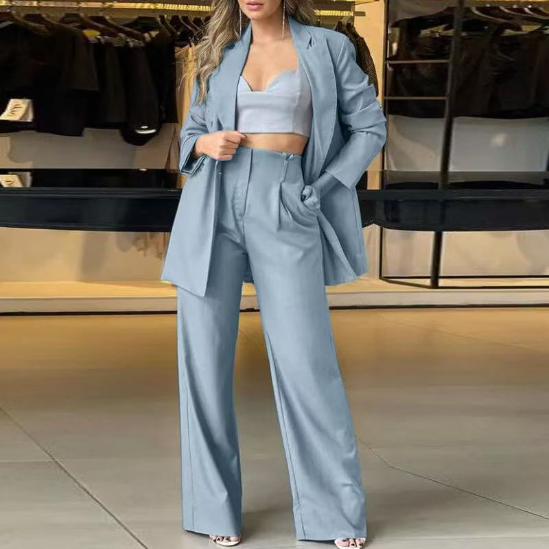 Damen Oversized Blazer und weite Hose Set