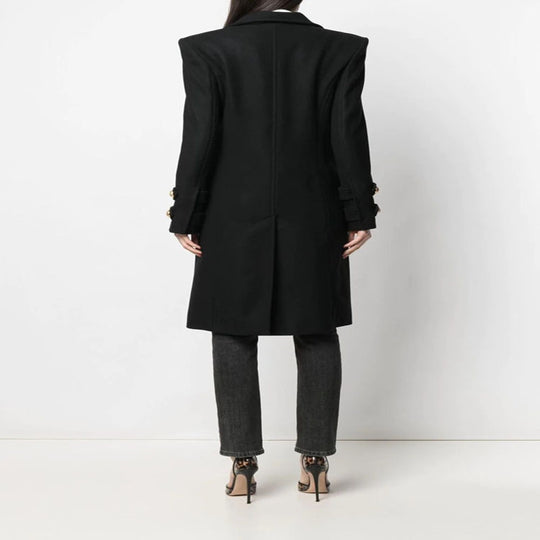 Damen Eleganter Wollmix-Longcoat im Marineinspirierten Doppelreiher mit Oversized-Schalkragen und Zierärmeln Shop Nory