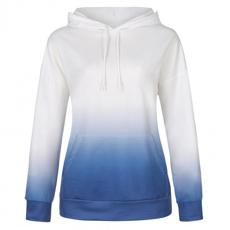 Damen Oversize Kapuzenpullover mit Dip-Dye Farbverlauf und Kängurutasche Shop Nory