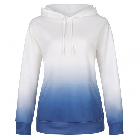 Damen Oversize Kapuzenpullover mit Dip-Dye Farbverlauf und Kängurutasche Shop Nory
