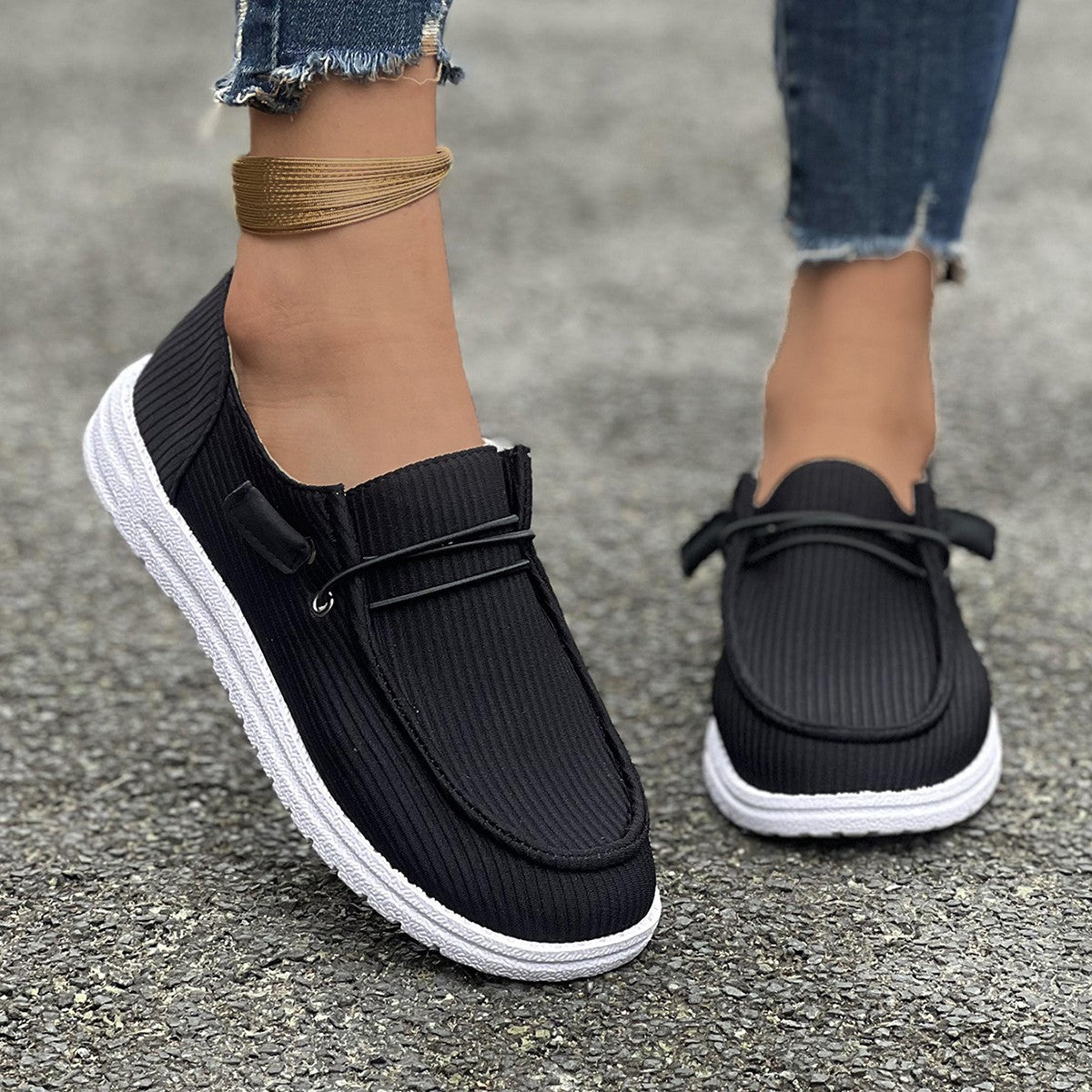 Damen Slip-On Sneakers mit elastischem Obermaterial und rutschfester Sohle