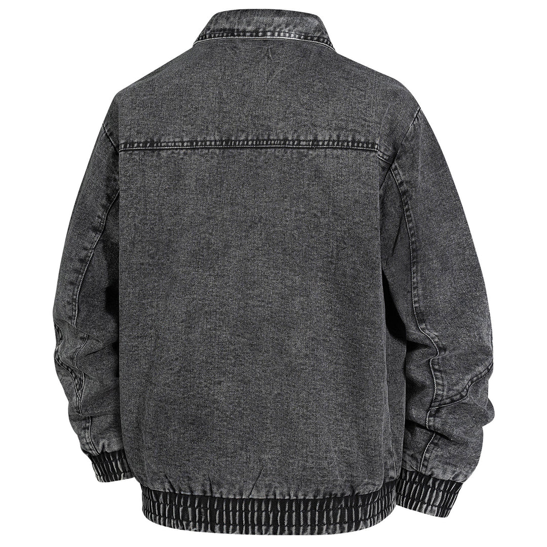 Herren Übergroße Jeans-Bomberjacke mit Stone-Wash, Reißverschluss und geripptem Saum Shop Nory
