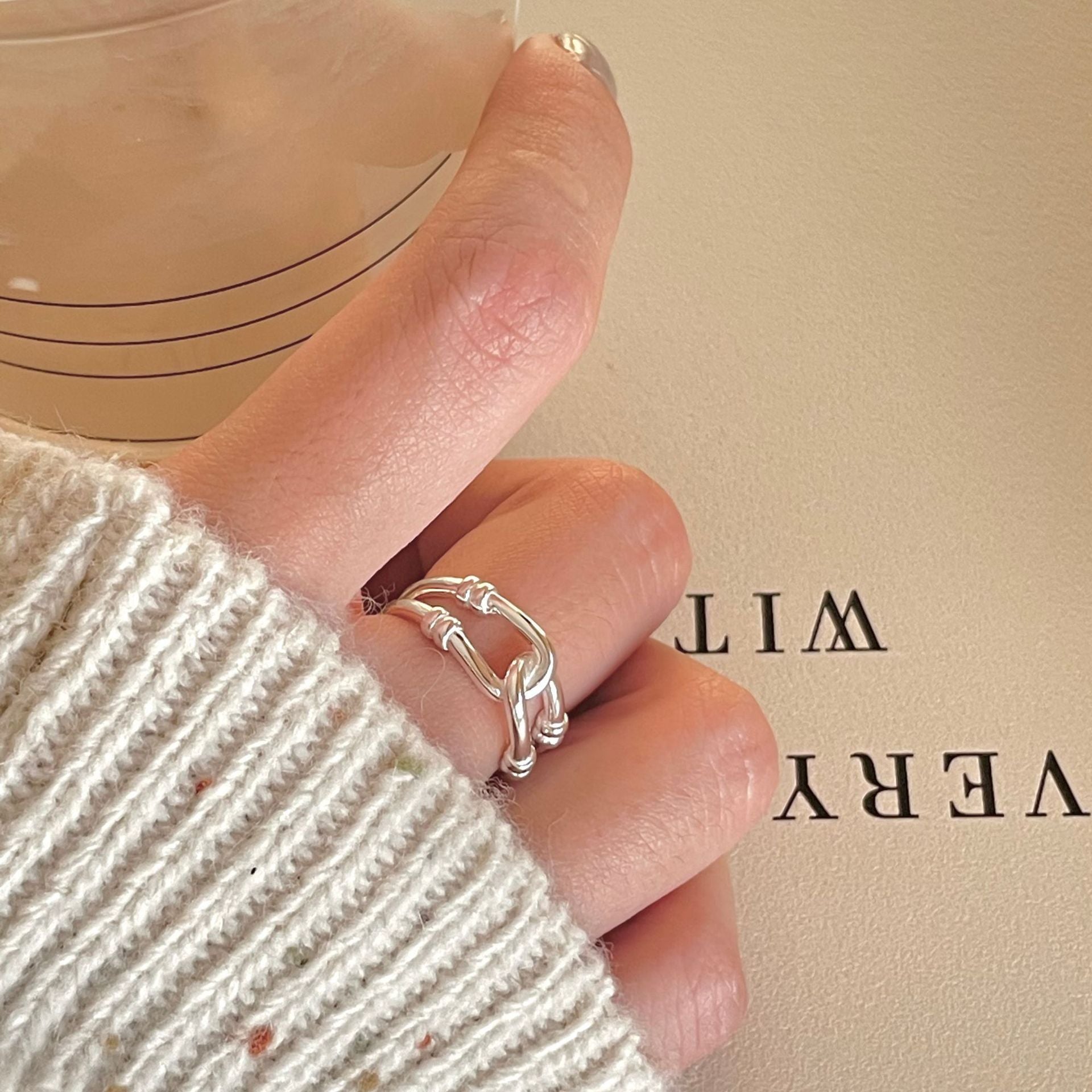 Damen Offener Ring mit kreativem Kettendesign Shop Nory