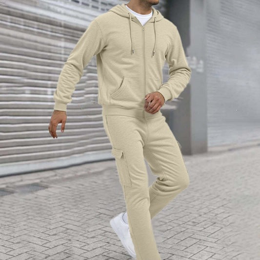Herren nan athletischer Zip-Sweatset mit Cargo-Jogginghose, ergonomischen Nähten und gerippten Bündchen Shop Nory