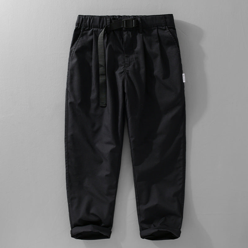 Herren Relaxte Baumwollhose mit elastischem Bund, integrierter Webbing-Gürtel und konischem Bein Shop Nory