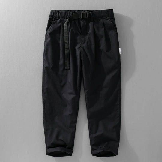 Herren Relaxte Baumwollhose mit elastischem Bund, integrierter Webbing-Gürtel und konischem Bein Shop Nory