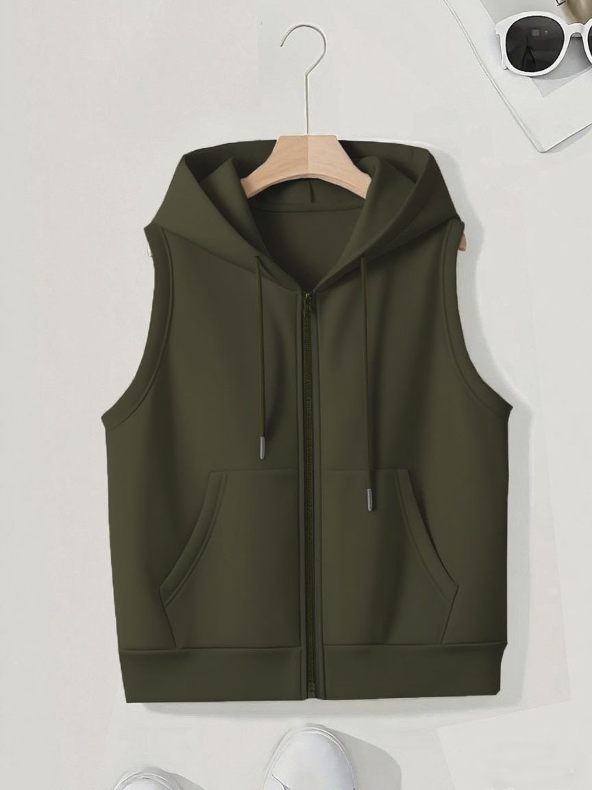 Damen Ärmellose Zip‑Hoodie‑Weste aus weichem Sweat mit Kängurutaschen Shop Nory