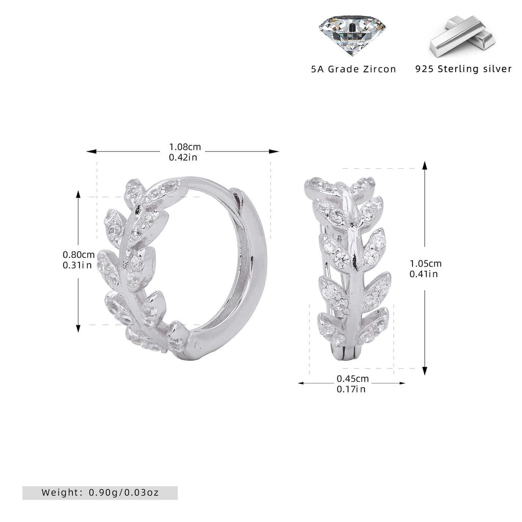 Damen Creolen mit elegantem Blätterdesign aus 925 Sterling Silber und funkelnden Zirkonia Shop Nory