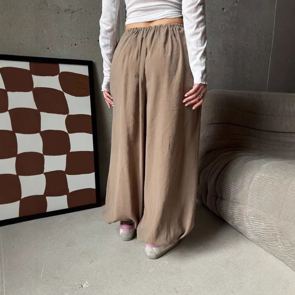Damen weite Harem-Ballonhose mit hohem Elastikbund, Tunnelzug und lässiger Weite Shop Nory