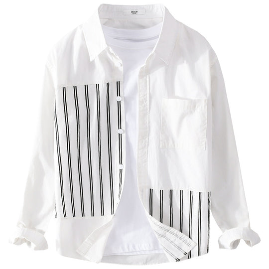 Damen Zweiteiliges Loungewear-Set mit Oversize-Hemd im Streifenpatch und elastischer Bund-Jogger Shop Nory