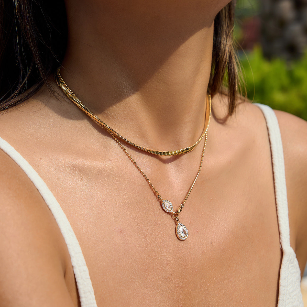 Damen Halskette mit wasserfestem und hypoallergenem Edelstahl Shop Nory