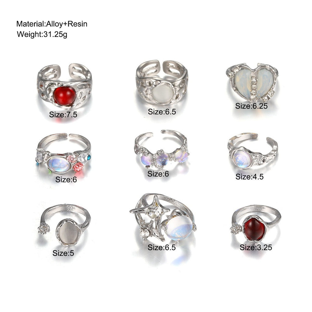 Damen Ring-Set mit kreativen Designs und schillernden Edelsteinen Shop Nory
