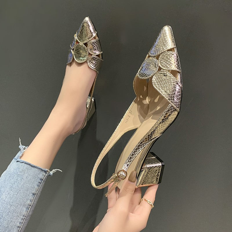 Damen Slingback-Pumps mit Schlangenprägung und dekorativer Mosaik‑Applikation Shop Nory