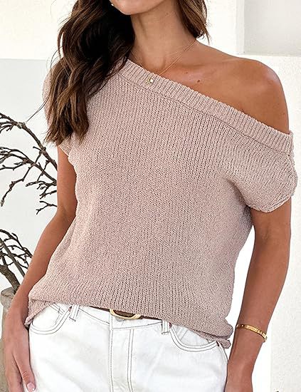Damen lässiges Oversized Strickoberteil mit offener Schulterpartie