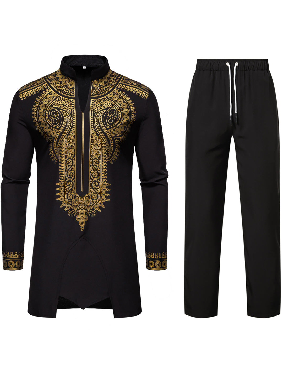 Herren Traditionelles besticktes Tunika‑Set mit Mandarinkragen und elastischer Hose Shop Nory
