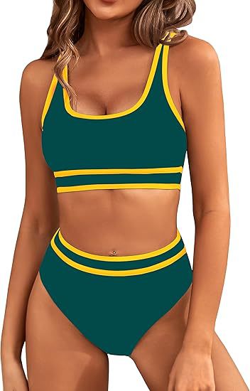Damen Sportlicher Hochgeschnittener Bikini Shopnory