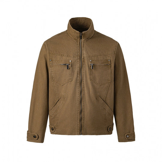 Herren Kurzjacke aus Canvas im Field‑Style mit Stehkragen, Reißverschluss und Multifunktionstaschen Shop Nory