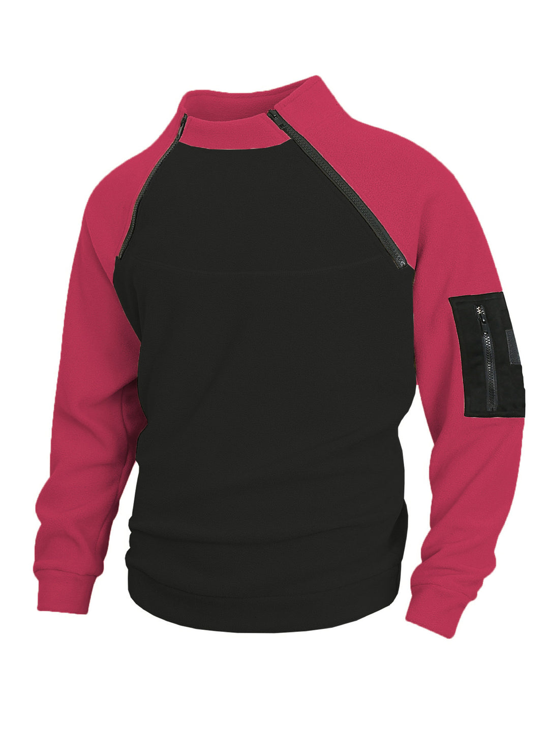 Herren technischer Fleece-Halbzip-Pullover mit asymmetrischen Schulterreißverschlüssen und Reißverschluss-Ärmeltasche Shop Nory
