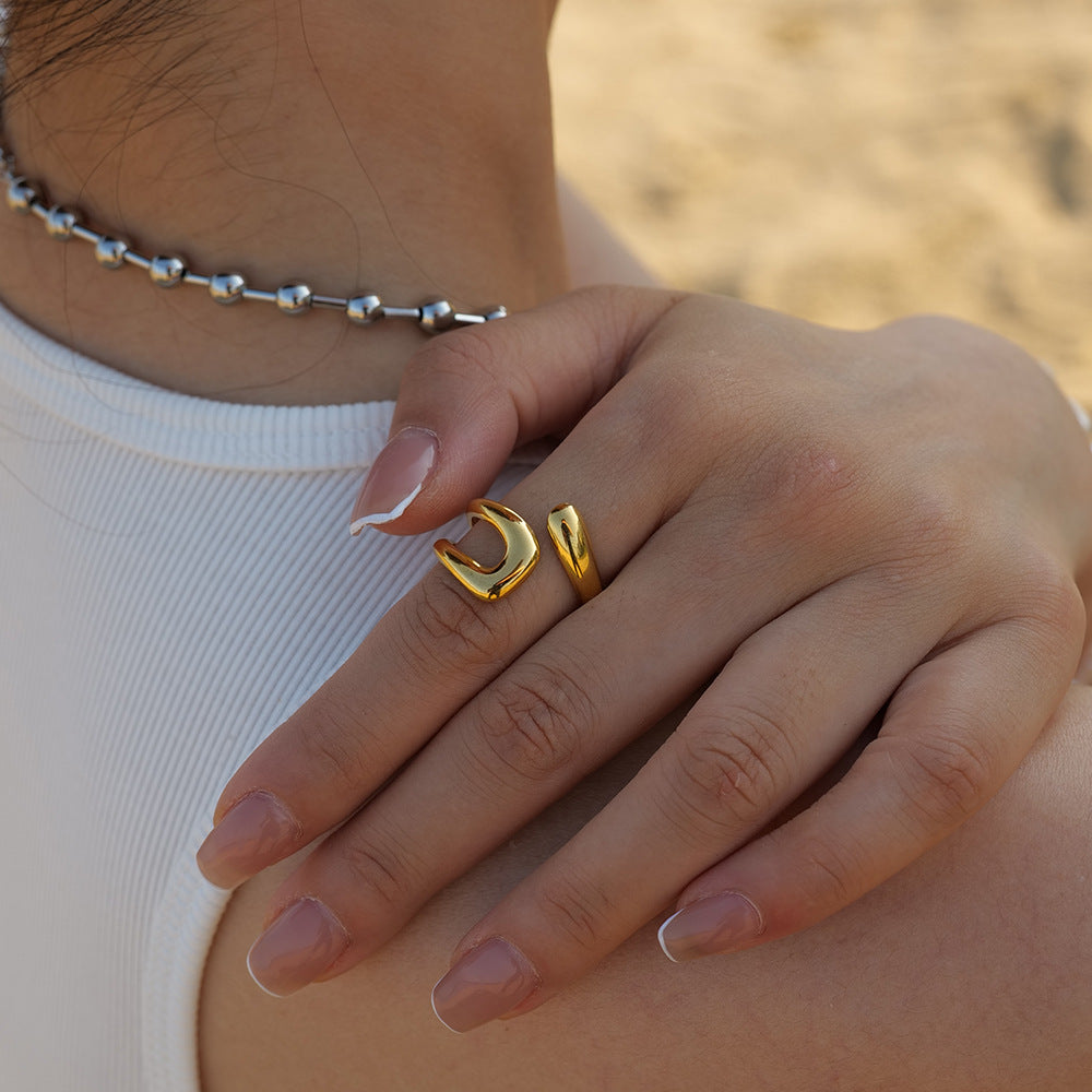 Damen Offener Ring mit verspieltem, geschwungenem Design Shop Nory