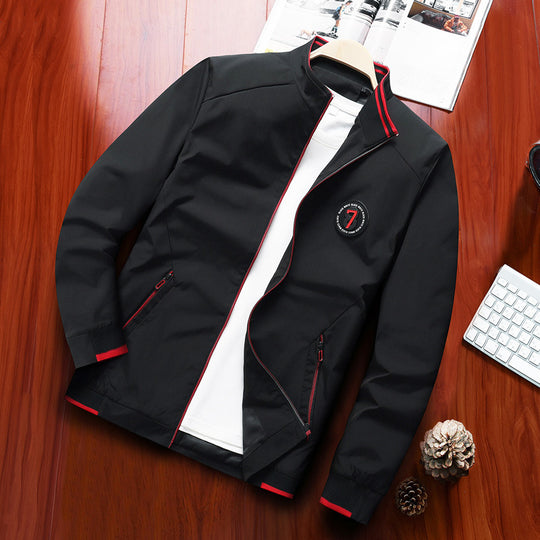Herren leichter Softshell-Bomber mit Stehkragen und Kontrastpaspeln Shop Nory