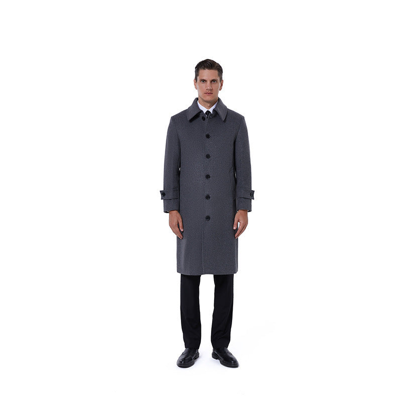 Herren Langmantel aus Wollmix mit schlichter Knopfleiste und verstellbaren Manschetten Shop Nory