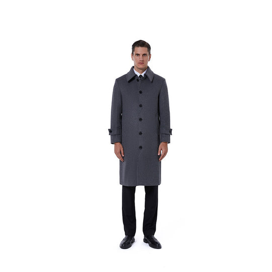 Herren Langmantel aus Wollmix mit schlichter Knopfleiste und verstellbaren Manschetten Shop Nory