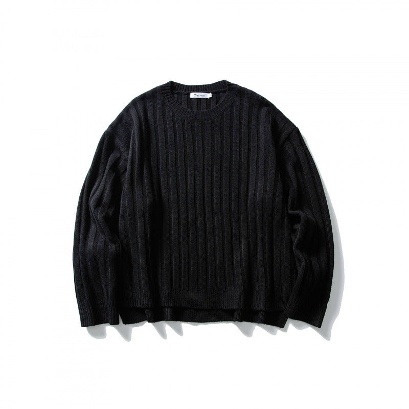 Unisex Grobgerippter Oversize-Strickpullover mit Rundhals und verlängertem Saum Shop Nory