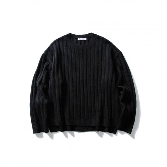 Unisex Grobgerippter Oversize-Strickpullover mit Rundhals und verlängertem Saum Shop Nory