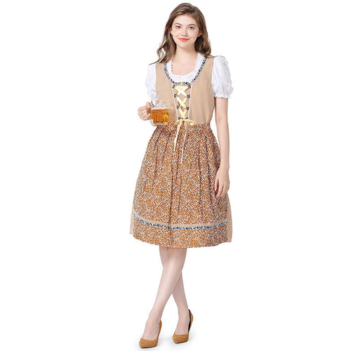 Damen nan traditionelles Oktoberfest Dirndlkleid mit Spitzenbluse, verstellbarer Korsettschnürung und geblümter Schürze Shop Nory