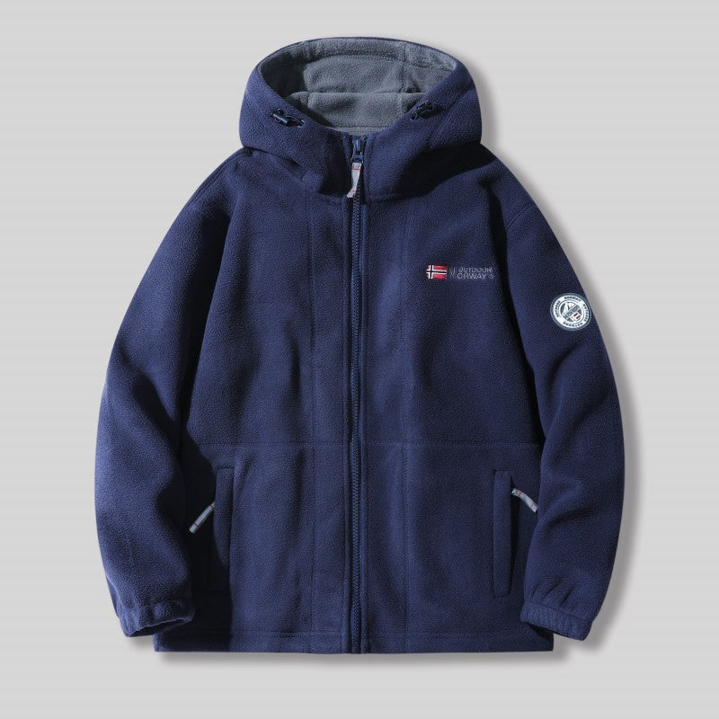 Herren Fleece-Kapuzenjacke mit Teddyfutter, durchgehendem Reißverschluss und Utility-Taschen Shop Nory