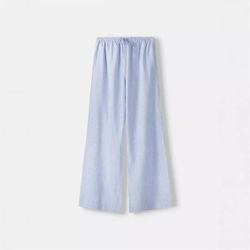 Damen Weite Sommerhose mit komfortablem Gummibund und Streifenmuster