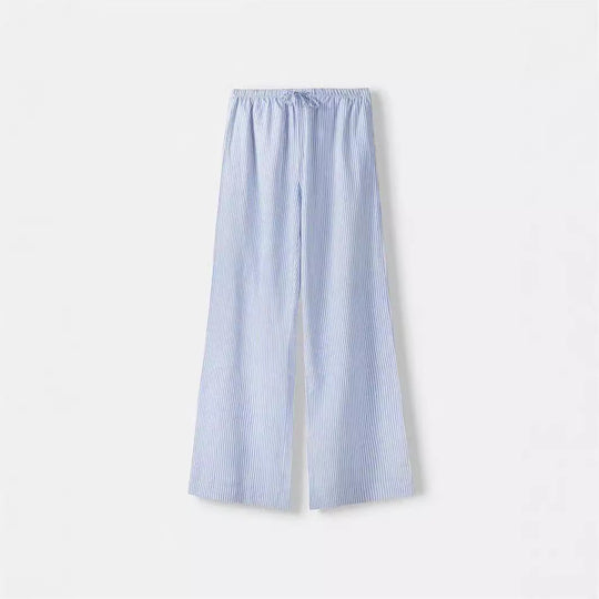 Damen Weite Sommerhose mit komfortablem Gummibund und Streifenmuster
