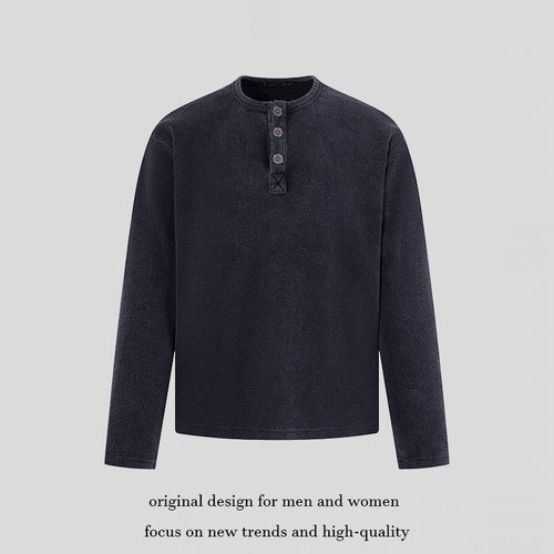 Herren Waffelstrick-Henleyshirt mit Knopfleiste und lässigem Regular-Fit Shop Nory