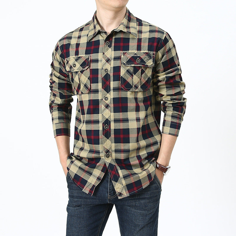 Herren kariertes Flanellhemd im Worker‑Style mit Brustpattentaschen Shop Nory