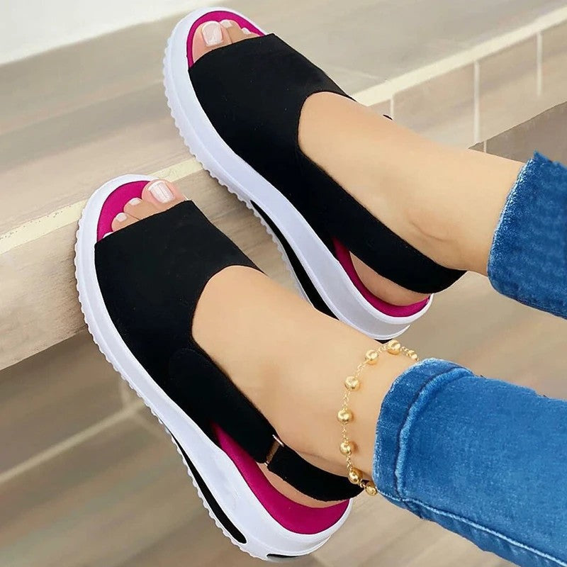 Damen Bunte Sandalen mit elastischer Ferse