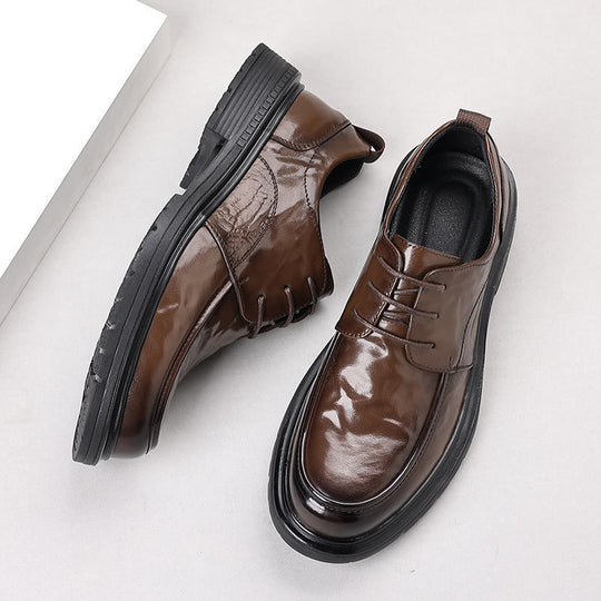 Herren Elegante Lack-Derby mit robuster Plateau-Gummisohle und gepolstertem Komfortschaft Shop Nory