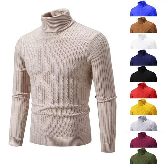 Herren Rollkragenpullover mit Zopfstrick und schlanker Passform Shop Nory