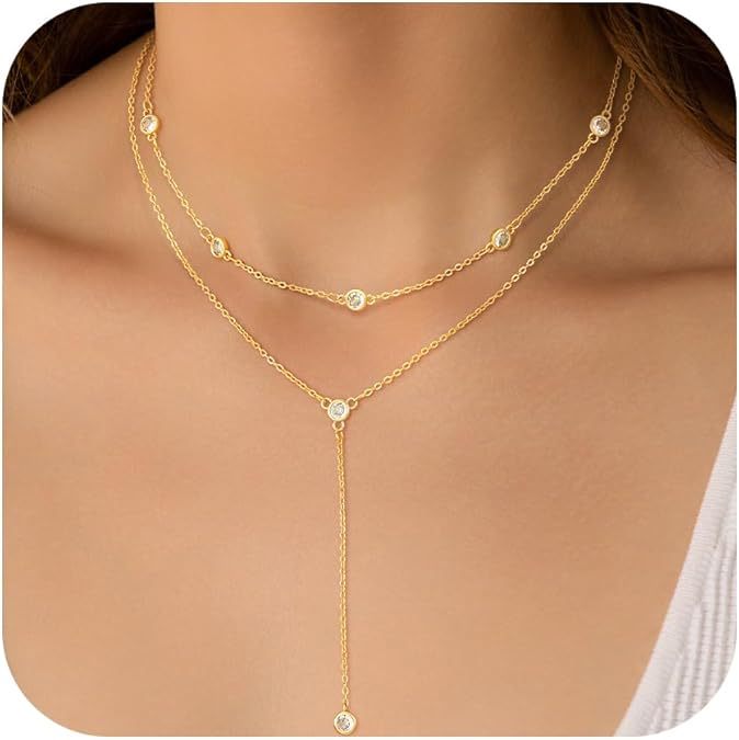 Damen Y-Halskette mit funkelnden Zirkonia und feinem Kettendesign Shop Nory