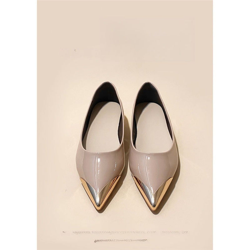 Damen spitz zulaufende flache Ballerina mit Leopardenmuster und Metallkappe Shop Nory