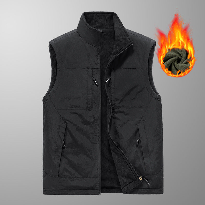 Herren wattierte Thermo-Fleece Weste mit wasserabweisender Nylon‑Shell und hohem Stehkragen Shop Nory