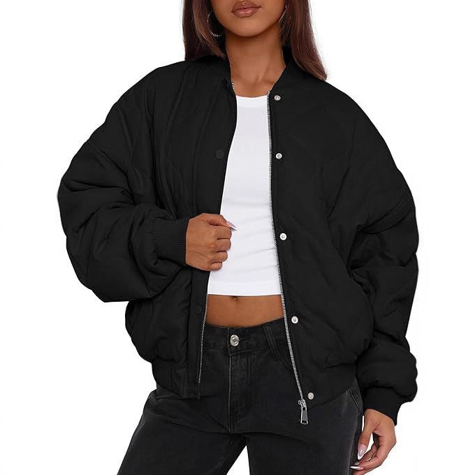 Damen Übergroße Stepp-Bomberjacke mit wattierter Polsterung und Raglanärmeln Shop Nory