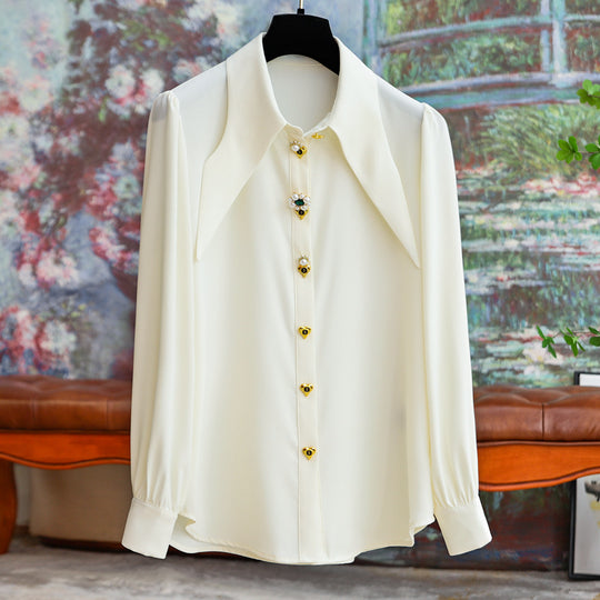Damen Elegante und raffinierte Bluse mit Schmuckknöpfen Shop Nory