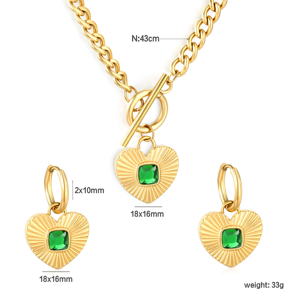 Damen Schmuckset mit herzförmigem Anhänger aus hochwertigem Edelstahl und funkelnden Kristallen Shop Nory