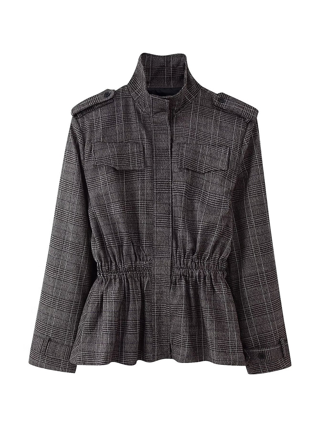 Damen Taillierte Übergangsjacke mit Tunnelzug-Taillierung und Stehkragen Shop Nory