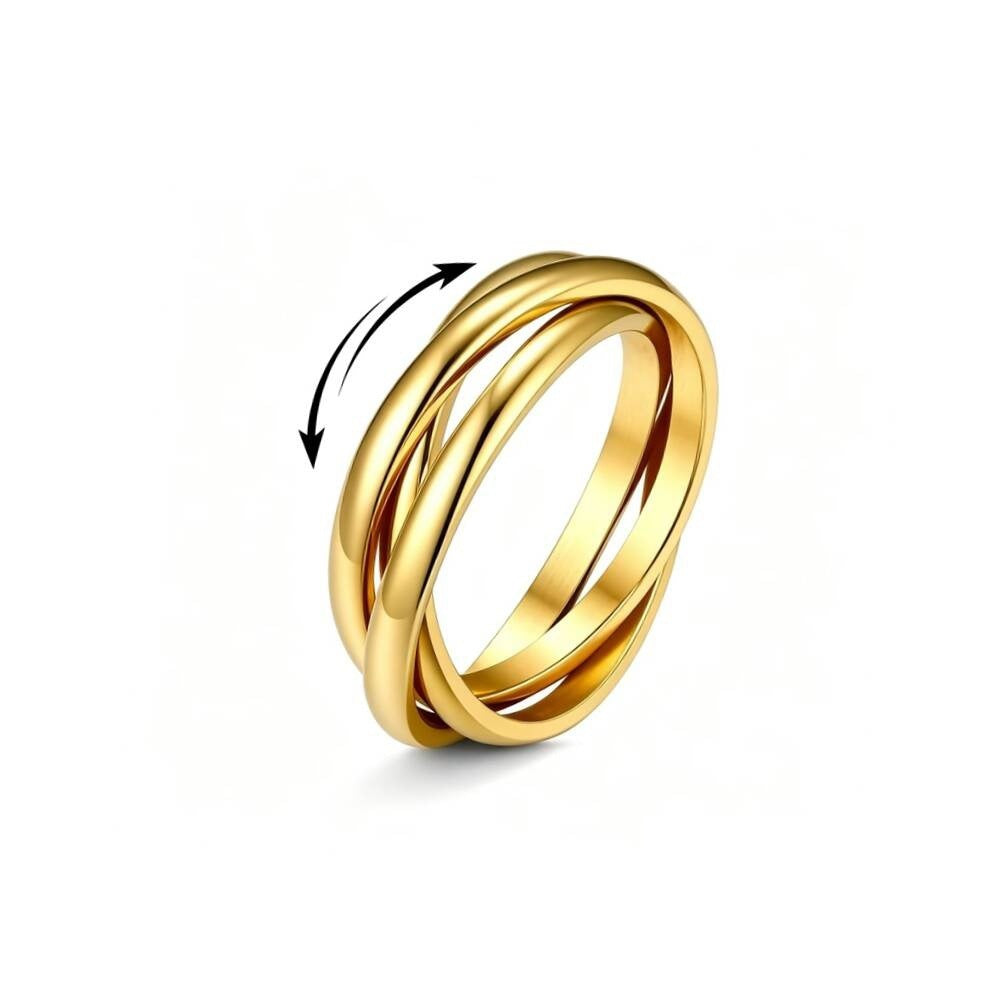 Herren Ring mit kreativen Schwarz-Weiß-Karomuster und goldener Verzierung Shop Nory