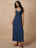 Damen Maxikleid mit feinen Spaghettiträgern und leichtem, atmungsaktivem Material Shopnory