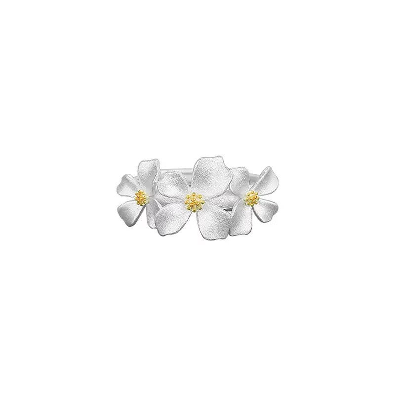 Damen Zierlicher Blumenring mit hochwertigen Details Shop Nory